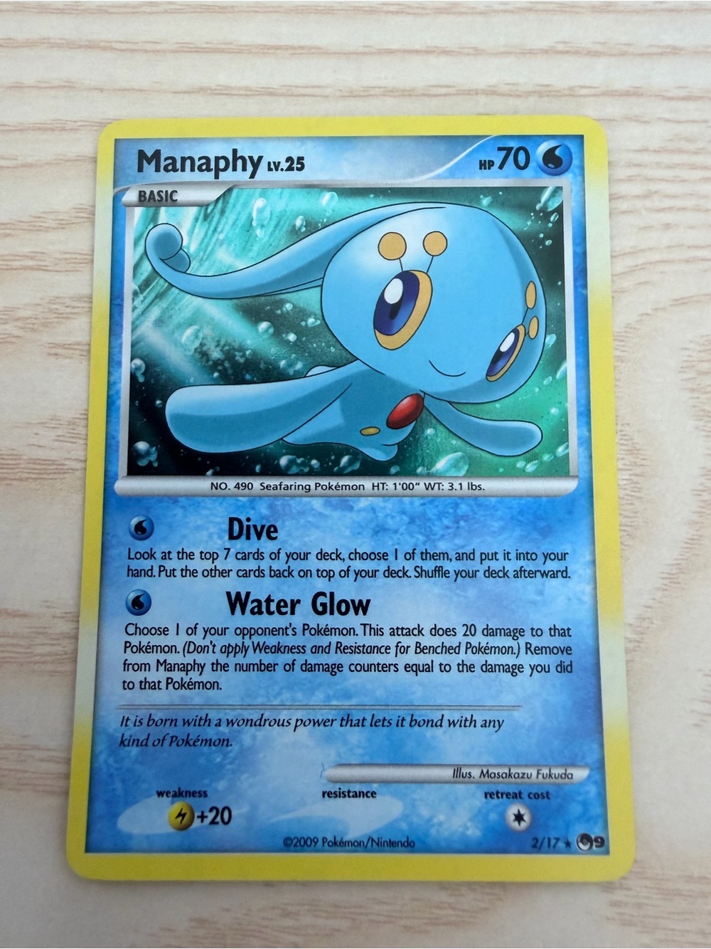 Pokemon Manaphy Pop 9 Pokemon card